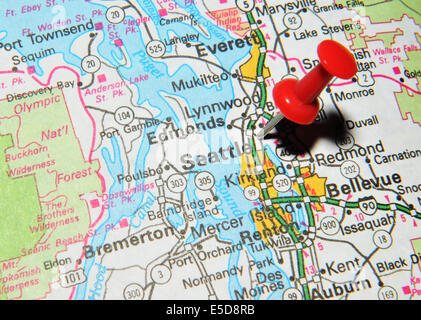 Seattle on US map Stock Photo