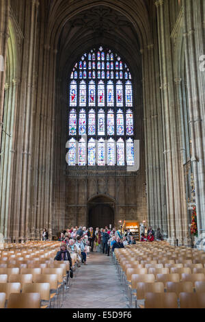 Visitors inside the magnificent Canterbury Cathedral, England, UK Stock Photo