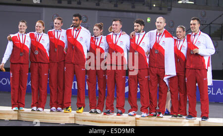 Glasgow, Scotland. 28th July, 2014. Glasgow Commonwealth Games. Badminton mixed teams final and medal Ceremony from the Emirates . Team England won silver Credit:  Action Plus Sports/Alamy Live News Stock Photo