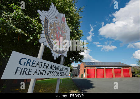 The signage for Manchester Central Fire Station located on Thompson Street in New Cross on the fringes of the city centre. Stock Photo