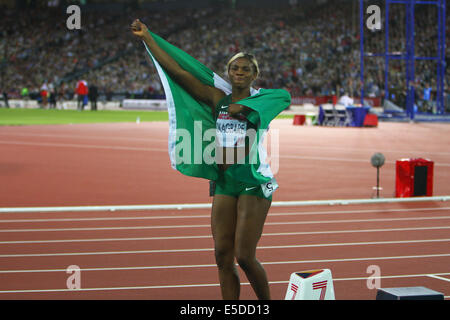 Glasgow, Scotland. 28th July, 2014. Glasgow Commonwealth Games. 100M final from Hampden Park. Blessing Ogakbare wins the 100m Women's final for Nigeria Credit:  Action Plus Sports/Alamy Live News Stock Photo