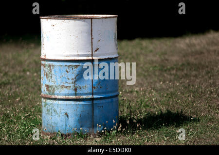 Empty old oil barrel Stock Photo