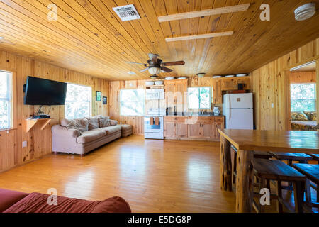 USA, Texas, Log home interior Stock Photo