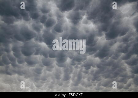 Mammatocumulus clouds foretell an approaching storm in Galveston, Texas - USA Stock Photo