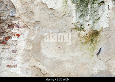 Old grunge brick wall with cracked stucco. Background texture Stock Photo
