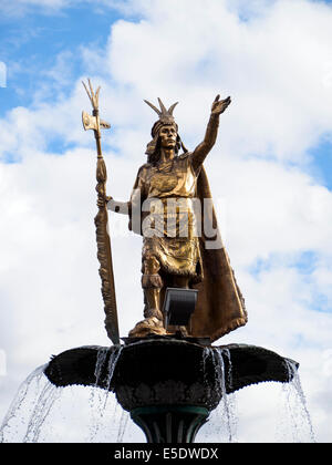 Statue of Pachacuti Inca Yupanqui or Pachacutec - Cusco, Peru Stock Photo