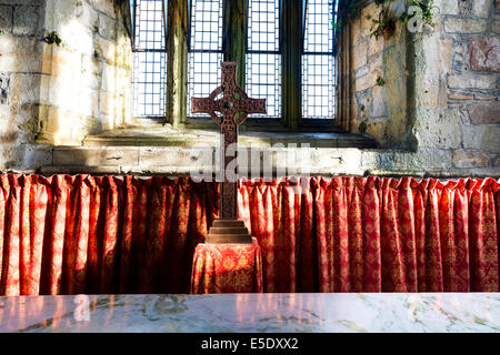 The interior of Iona Abbey, an historic abbey located on the Isle of Iona, just off the Isle of Mull. It is one of the oldest Stock Photo