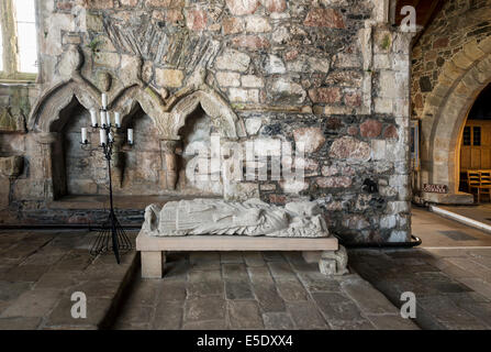 The interior of Iona Abbey, an historic abbey located on the Isle of Iona, just off the Isle of Mull. It is one of the oldest Stock Photo