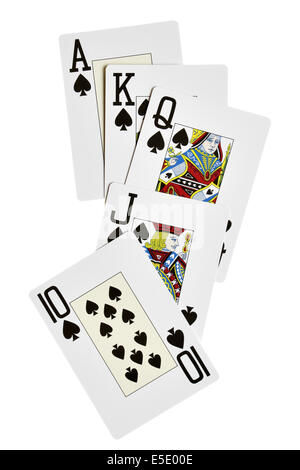 Spades royal flush isolated over white background Stock Photo