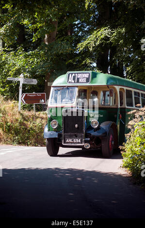 National Trust Leyland bus on the Agatha Christie trail,Greenway,bus, commute, commuter, double decker, holiday, leyland, london Stock Photo