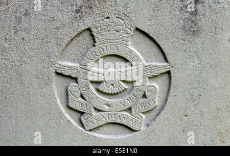 Royal Canadian Air Force crest on a war grave Stock Photo