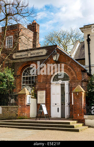 The Highgate Society and Highgate Literary and Scientific Institution. Two fixtures of Highgate life located on Pond Square. Stock Photo