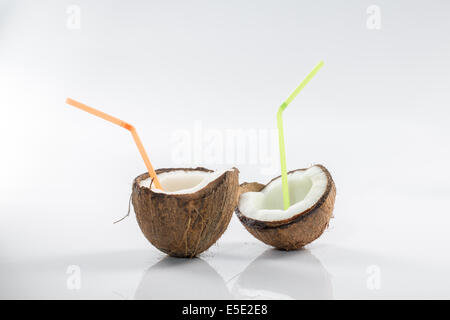 Coconut cocktail on white background Stock Photo