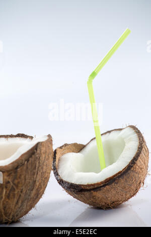 Coconut cocktail on white background Stock Photo