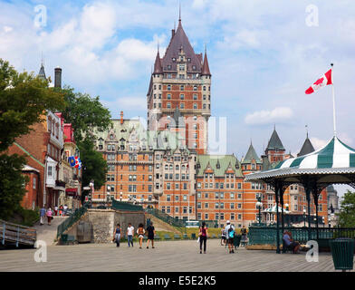 QUEBEC CITY, CANADA - JULY, 20: Chateau Frontenac in Old Quebec city, Canada on July 20, 2014, viwe from the Terrasse Dufferin, Stock Photo