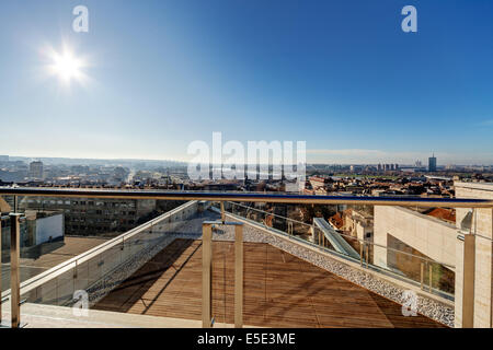 Terrace with metal and glass construction in modern building Stock Photo