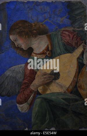 Melozzo da Forli (1438-1494). Italian painter. Fresco depicting an Angel playing a lute, c. 1480. Stock Photo