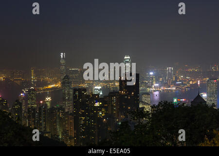 CHINA HONG KONG AT NIGHT PANORAMIC VIEW Stock Photo