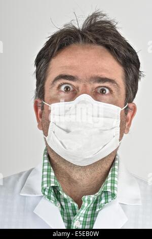 Hispanic doctor with face mask. Stock Photo