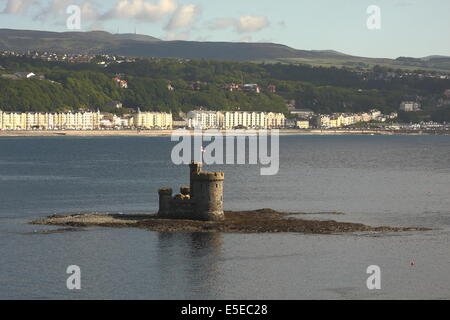 The Tower Refuge, built by William Hillary (founder of the RNLI) as a safe shelter for stranded sailors, situated in Douglas Bay on the Isle of Man. Stock Photo