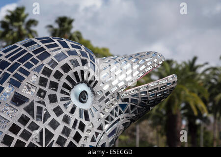 Venice Art Center, SEA Venice Public Arts Project, Dolphins and Turtles Fiberglass Sculptures Display, Venice FL. USA Stock Photo