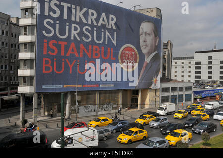 Large election campaign billboards of Turkey's ruling AKP party with portraits of AKP leader and current prime minister Recep Ta Stock Photo