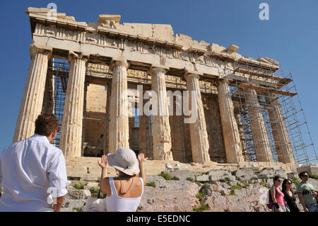 The Parthenon on the Acropolis in Athens. Stock Photo