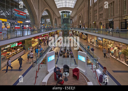 Promenades in Leipzig Central Station, Germany Stock Photo