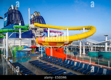 Deck 15 with pools and water slides on the Norwegian Epic cruise ship ...