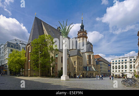 St. Nicholas Church with Nikolai column in Leipzig, Germany Stock Photo