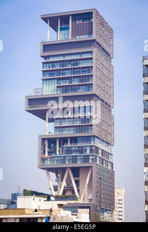 Mukesh Ambani owned Antilla/Antilia - the world's most expensive private residence, in Mumbai Stock Photo