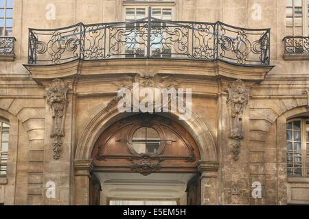 France, paris 4e, le marais, hotel particulier, 31 rue des francs bourgeois, hotel d'albret, portail, lions, affaires culturelles de la ville de Paris Stock Photo