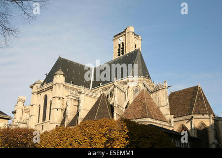 France, paris 4e, le marais, eglise saint gervais et saint protais, rue des barres, Stock Photo