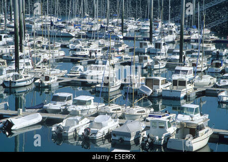 France, Bretagne, cotes d'armor, cote du goelo, saint quay portrieux, port de plaisance, voiliers, vedettes, Stock Photo