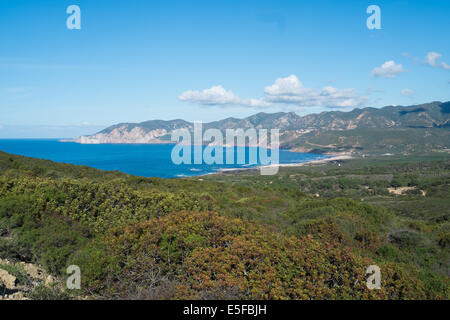 Panorama of Sardinia west coast, Porto Paglia, Italy Stock Photo