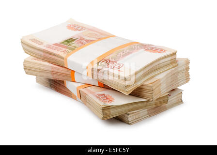 Russian rubles on a white background Stock Photo