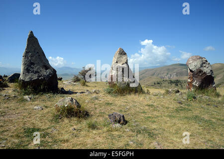 Megaliths are seen at the prehistoric archaeological site Zorats Karer near Sisian, Armenia, 27 June 2014. The site served as a necropolis from the Middle Bronze Age to the Iron Age. Photo: Jens Kalaene -NO WIRE SERVICE-