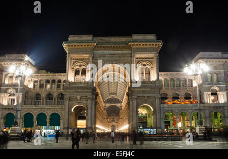 Vittorio Emanuele Gallery by night in Milan, Italy Stock Photo