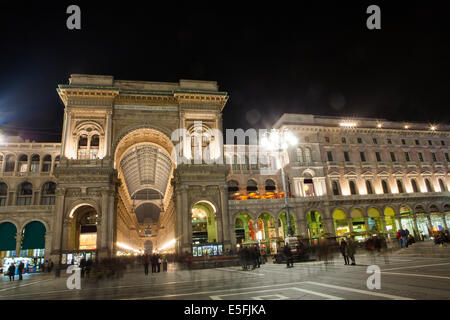 Vittorio Emanuele Gallery by night in Milan, Italy Stock Photo