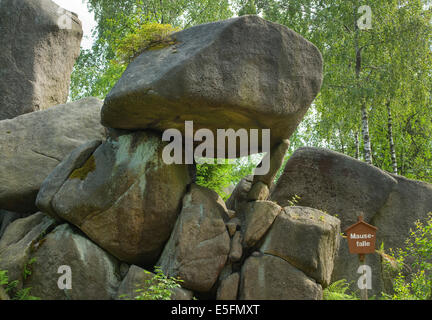 Mausefalle or mousetrap rock formation, near Goslar, Harz, Lower Saxony, Germany Stock Photo