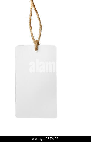 Blank price tag closeup over white background Stock Photo - Alamy