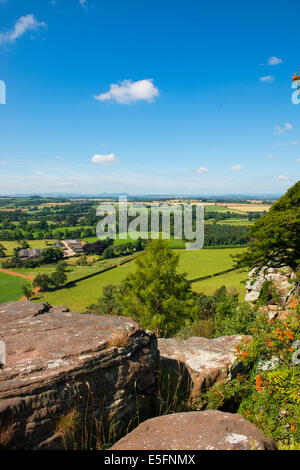 Looking out over North Shropshire countryside from Grinshill Hill, Shropshire, England Stock Photo