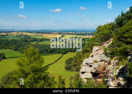 Looking out over North Shropshire countryside from Grinshill Hill, Shropshire, England Stock Photo