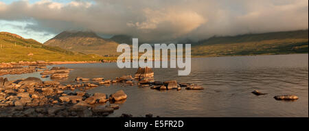 Storm Clouds approaching Sgorr Tuath on Loch Lurgainn Panoramic Stock Photo