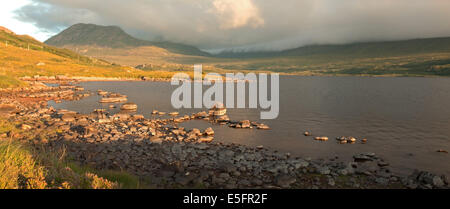 Storm Clouds approaching Sgorr Tuath on Loch Lurgainn Panoramic Stock Photo