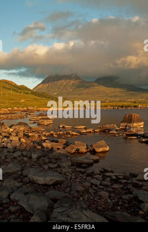 Storm Clouds approaching Sgorr Tuath on Loch Lurgainn Stock Photo