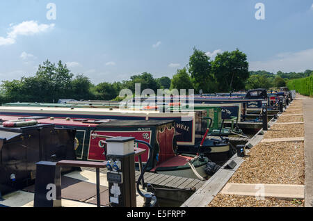 Narrow boats moored at Alvechurch Marina on the Worcester Birmingham Canal Stock Photo