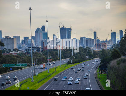 melbourne skyline Eastlink freeway with Melbourne skyline Stock Photo