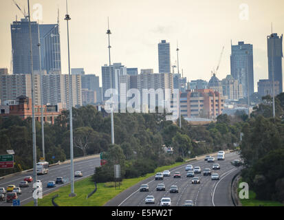 melbourne city Eastlink freeway with Melbourne skyline Stock Photo