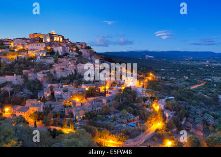 The historic village of Gordes in the Provence, France by night Stock Photo